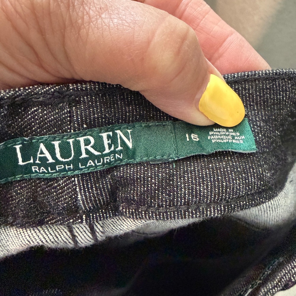 Lauren Ralph Lauren Premier Skinny Slimming Black Floral Embroidered Jeans 16 - Picture 6 of 12